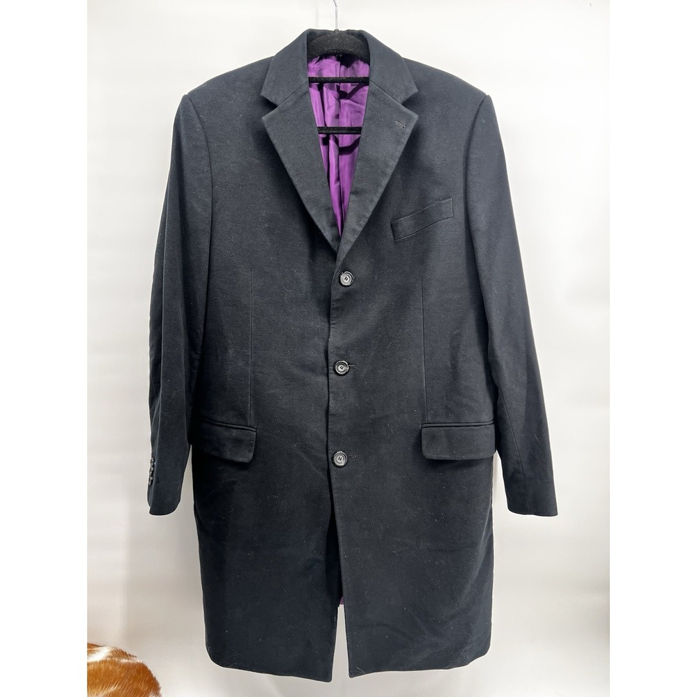 Boden Men's Overcoat Trench Button Down Coat Size 46R Black 100% Cotton‎ Formal